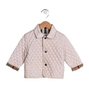 Infant girls' pink Burberry Quilted Jacket